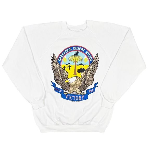 Vintage 90’s Hanes Operation Desert Storm Double-Sided Crew Neck Sweatshirt Sz L - Picture 1 of 7